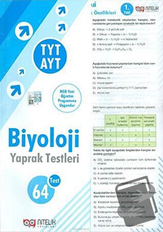 TYT AYT Biyoloji Yaprak Test - Kolektif - Nitelik Yayınları - Fiyatı -