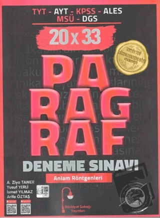 TYT AYT KPSS ALES MSÜ DGS Paragraf 20 x 33 Deneme Sınavı - A. Ziya Tam