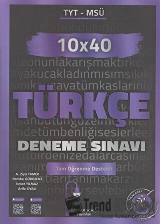 TYT - MSÜ Türkçe 10x40 Deneme Sınavı Edebiyat Sokağı Yayınları, A. Ziy