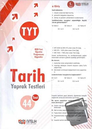 TYT Tarih Yaprak Testleri - Kolektif - Nitelik Yayınları - Fiyatı - Yo