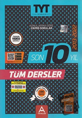 TYT Tüm Dersler Son 10 Yıl Çıkmış Sorular - Kolektif - A Yayınları - F