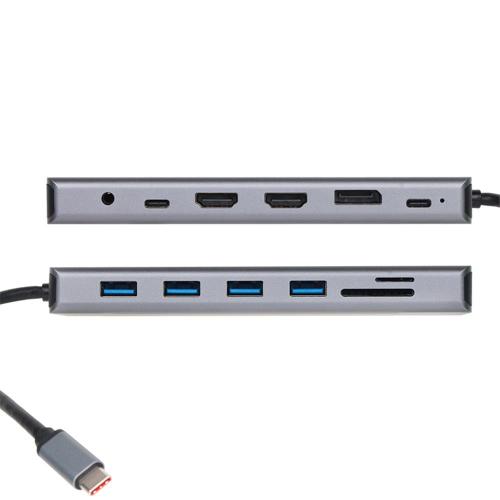 Vcom Cu4706 Type-C To Hdmı-2+Dp+Usb3.0-3+Type C+Usb2.0+Rj45+Sd2.0+Tf2.