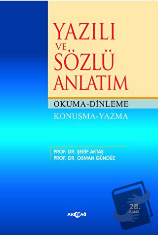 Yazılı ve Sözlü Anlatım - Osman Gündüz - Akçağ Yayınları - Fiyatı - Yo