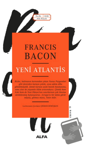 Yeni Atlantis - Francis Bacon - Alfa Yayınları - Fiyatı - Yorumları - 