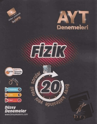 YKS AYT Fizik 20'li Deneme Video Çözümlü Birey Yayınları - Kolektif - 