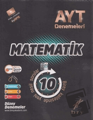 YKS AYT Matematik 10'lu Deneme Video Çözümlü Birey Yayınları - Kolekti