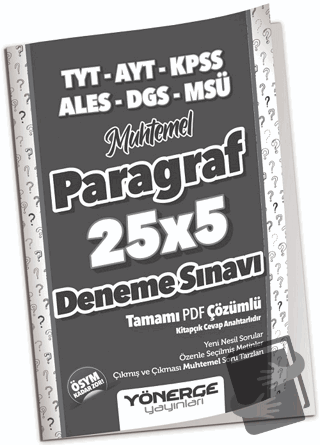 YKS TYT AYT KPSS ALES DGS MSÜ Muhtemel Paragraf 25x5 Deneme Çözümlü - 