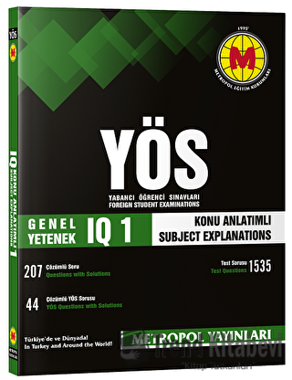 YÖS Genel Yetenek IQ-1 Konu Anlatımlı, Kolektif, Metropol Yayınları, F