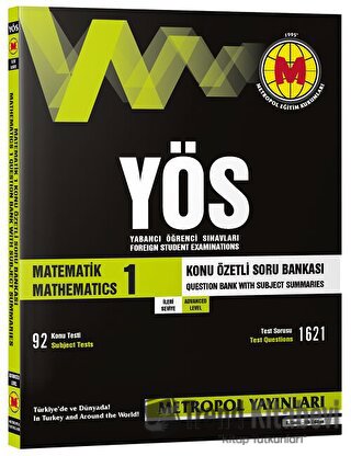 YÖS Matematik 1 İleri Seviye Konu Özetli Soru Bankası, Kolektif, Metro