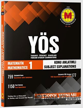 YÖS Matematik - 1 Konu Anlatımlı, Kolektif, Metropol Yayınları, Fiyatı