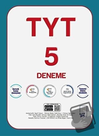 YZ YKS TYT 5 Deneme Sınavı Video Çözümlü - Kolektif - YZ Yayınları - F